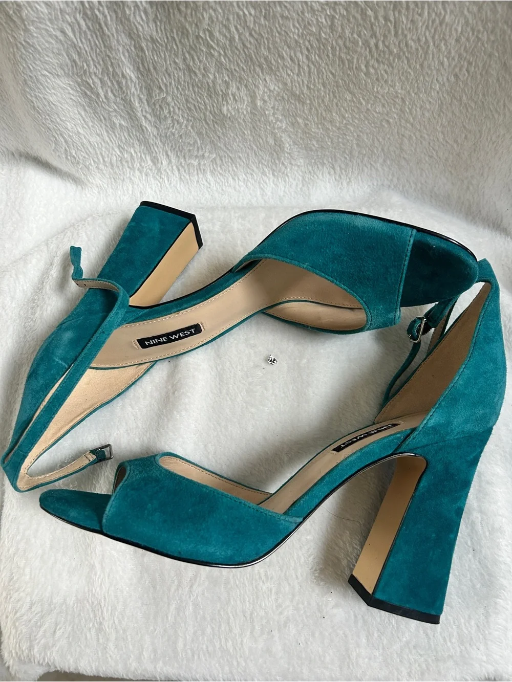 Nine West Teal Suede Slingback Block Heels
